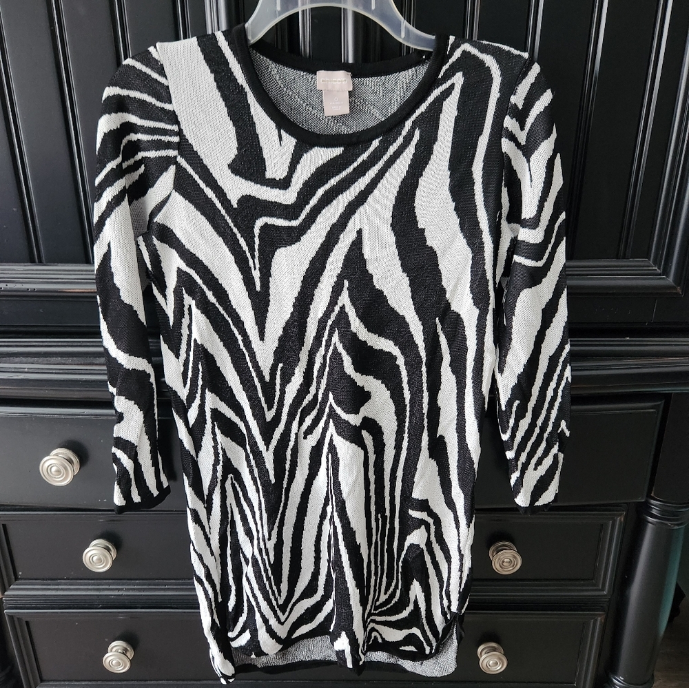 Chico's Black and White Zebra Print Top
